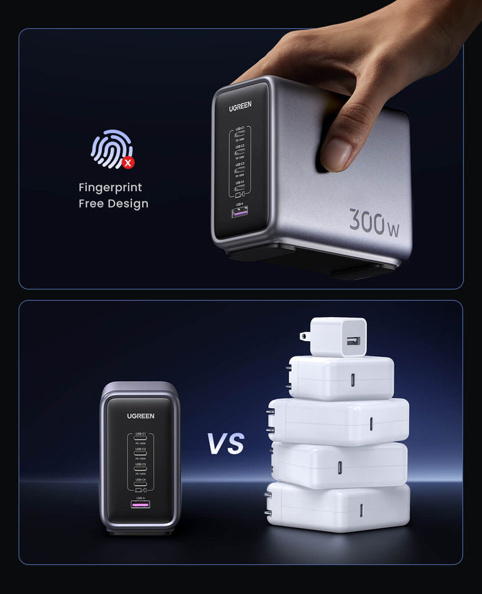Ugreen Nexode 300W GaN Wall USB-C Charger 5 Ports - UGREEN