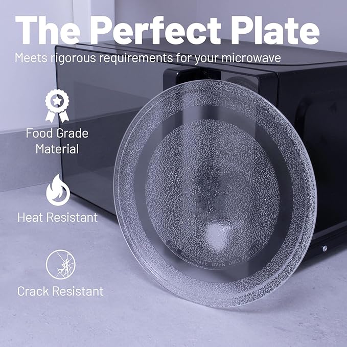 Universal 245mm Microwave Glass Turntable Plate with Flat Profile for Samsung  | Sharp | Panasonic | LG Microwaves