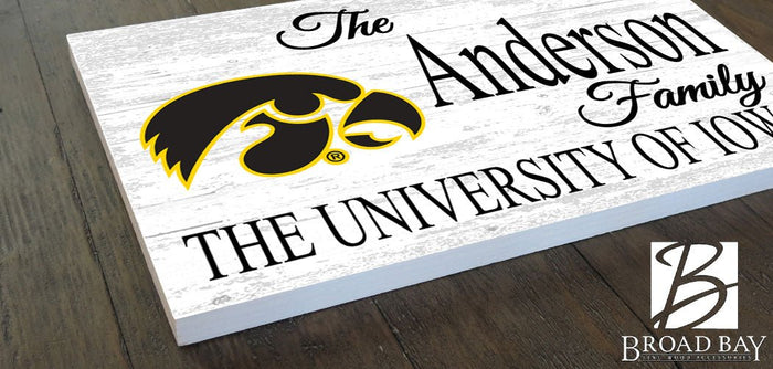 University of Iowa Family Name Sign for Iowa Hawkeyes Alumni, Fans or Graduation - Broad Bay Personalized Gifts Shipped Fast