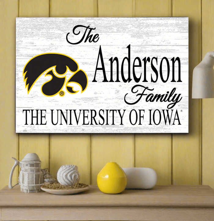 University of Iowa Family Name Sign for Iowa Hawkeyes Alumni, Fans or Graduation - Broad Bay Personalized Gifts Shipped Fast