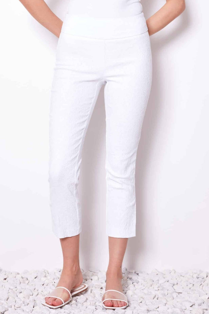 Up Pants 68445 23' Inseam White Textured Trousers - Dotique