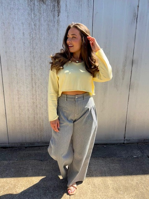 V-Neck Boxy Cropped Sweater