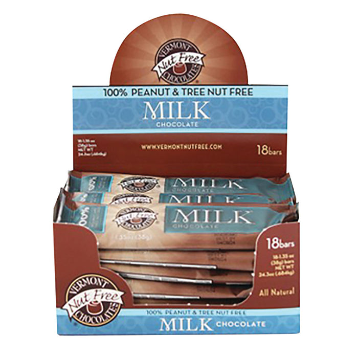Vermont Nut Free Chocolates Small Milk Chocolate Candy Bar - 18 Count
