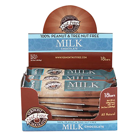 Vermont Nut Free Chocolates Small Milk Chocolate Candy Bar - 18 Count