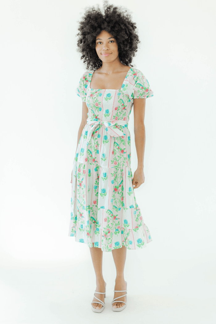 Victoria Dunn Haven Songbird Block Print Cotton Summer Dress - Dotique