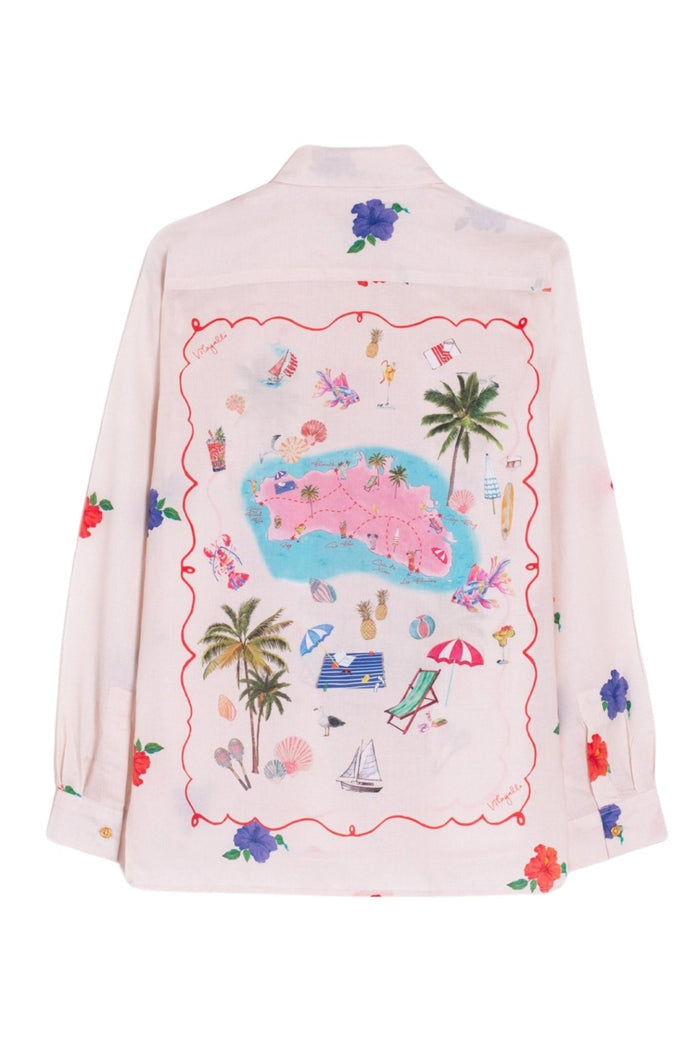 Vilagallo 31416 Shirt Isabella Menorca Print – Beach Elements & Menorca Silhouette by Vilagallo, shop Vilagallo at Dotique