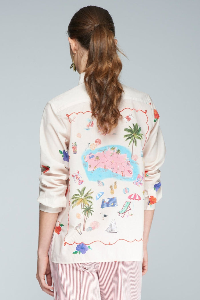 Vilagallo 31416 Shirt Isabella Menorca Print – Beach Elements & Menorca Silhouette by Vilagallo, shop Vilagallo at Dotique