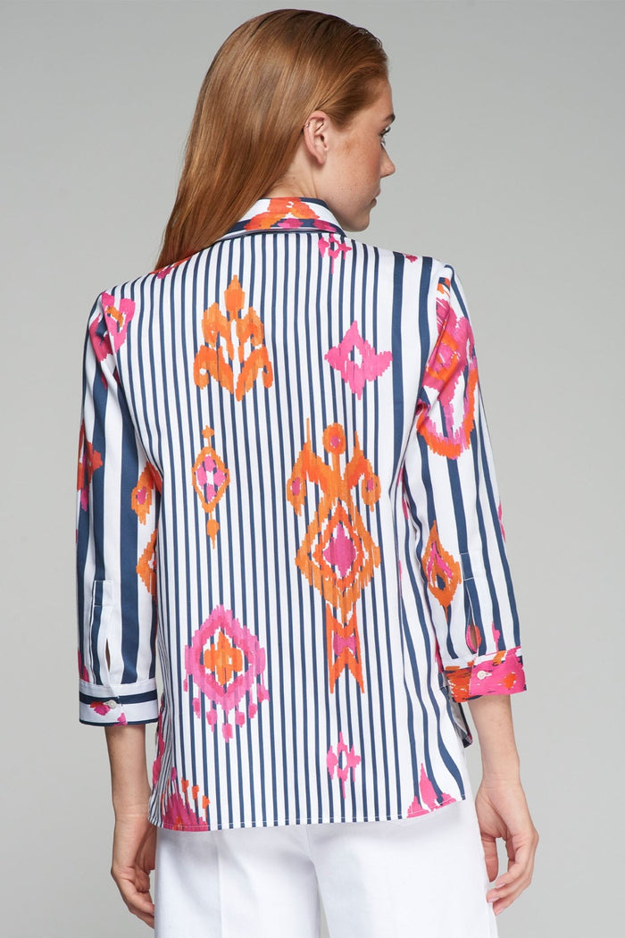 Vilagallo 32294 Ikat Rosa Pink Print Shirt - Dotique - Vilagallo