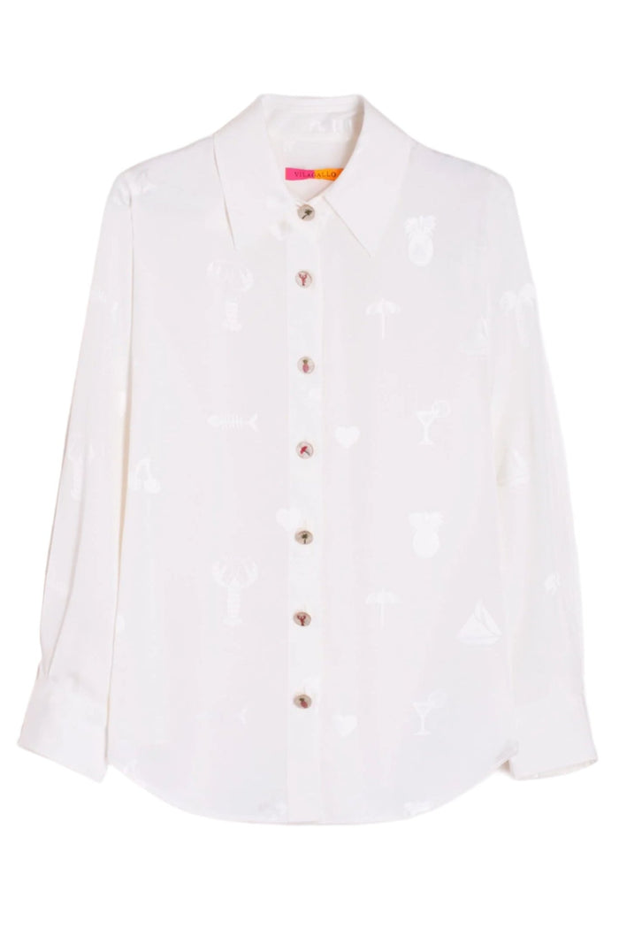Vilagallo 32455 White Embroidered Holiday Motif Shirt - Dotique - Vilagallo