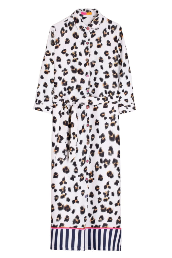Vilagallo 32468 White Animal Print Block Print Shirt Dress - Dotique - Vilagallo