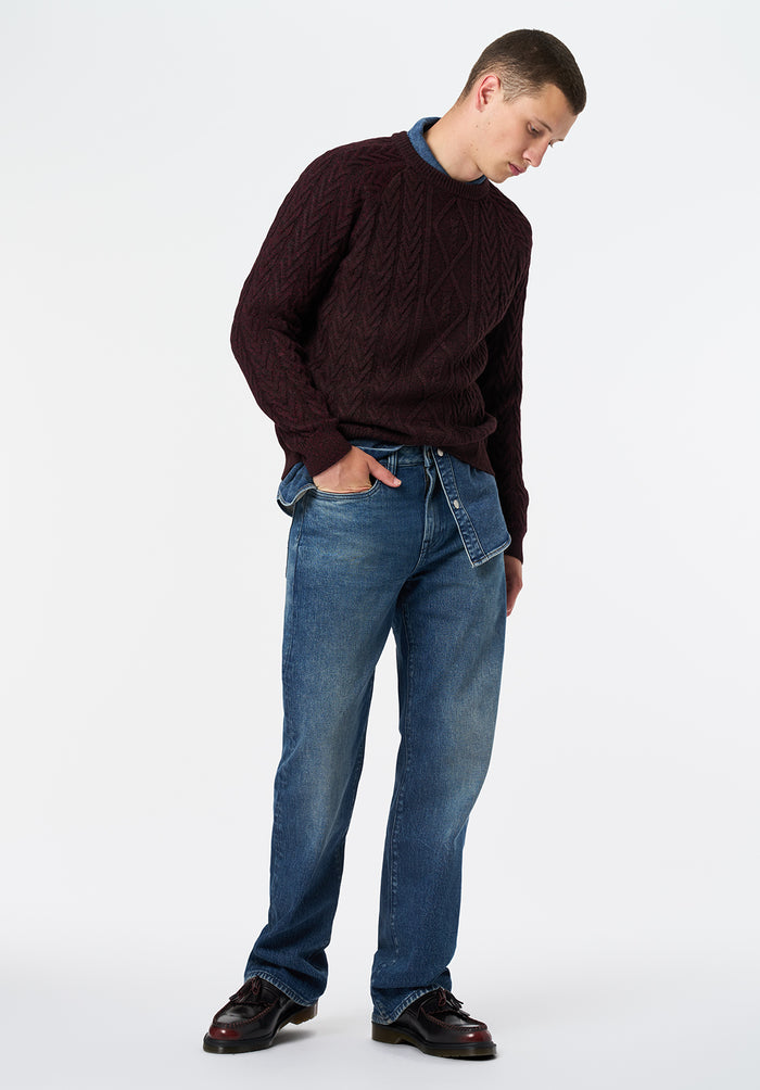 Buffalo Men Sweaters Red Knit Sweaters Cable Knit Relaxed Fit