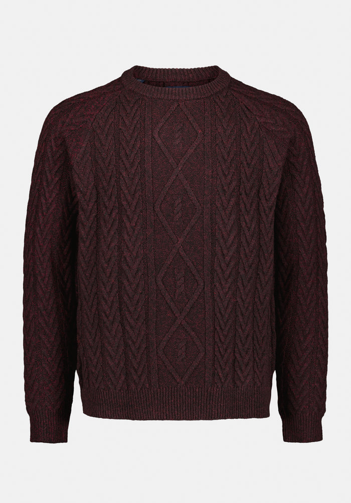 Buffalo Men Sweaters Red Knit Sweaters Cable Knit Relaxed Fit