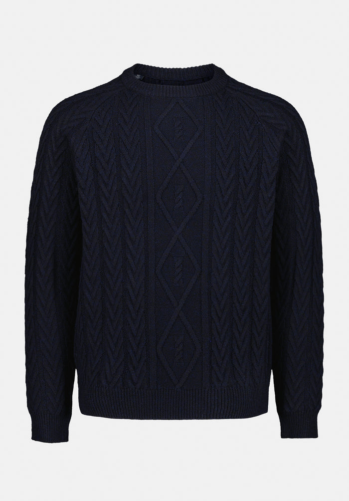 Buffalo Men Sweaters Navy Knit Sweaters Cable Knit Relaxed Fit