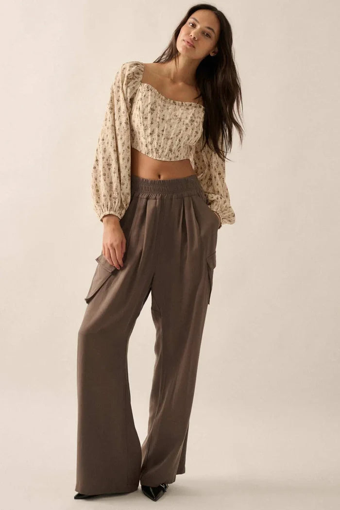 Walk On Wide-Leg Twill Cargo Pants - ShopPromesa