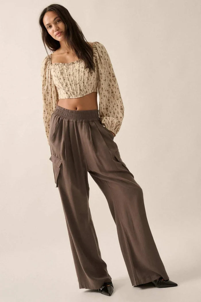 Walk On Wide-Leg Twill Cargo Pants - ShopPromesa