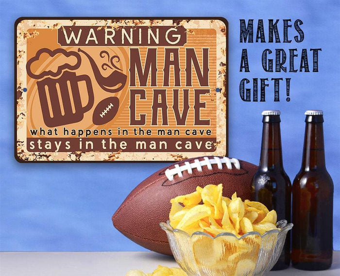 Warning Man Cave - Metal Sign | Lone Star Art.
