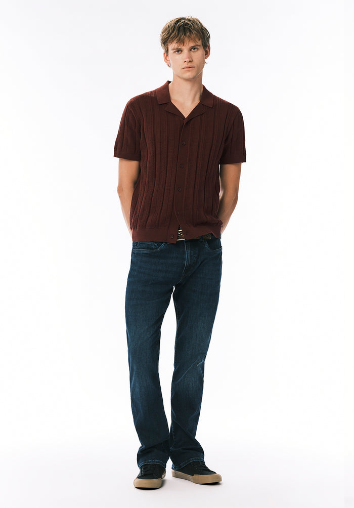 Buffalo Men Sweaters Brown Knit Sweaters Cable-Knit Spread Collar