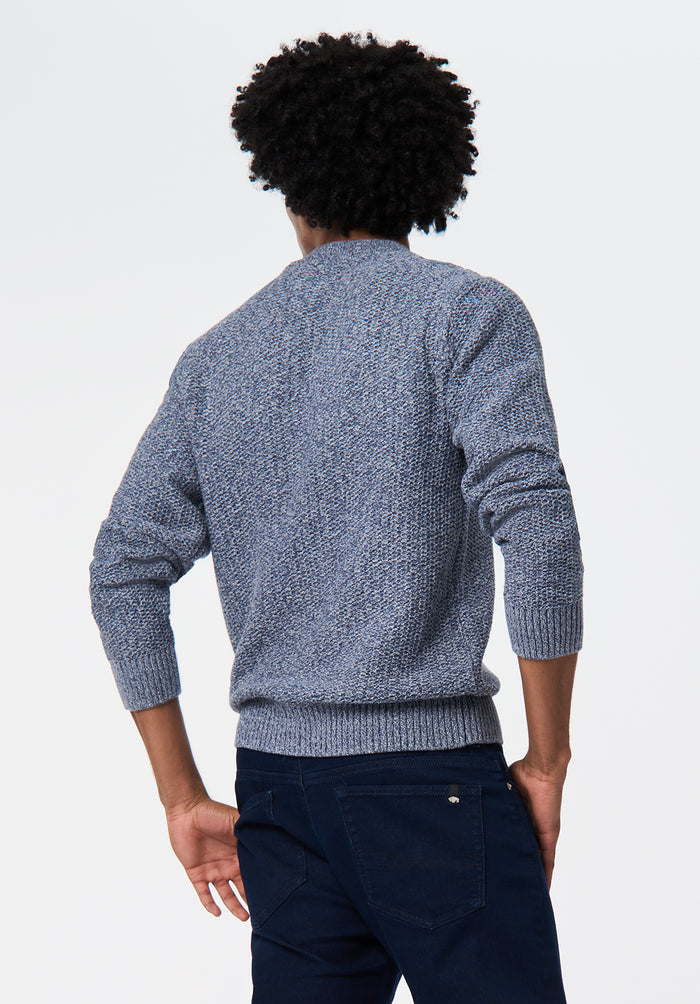 Buffalo Men Sweaters Blue Knit Sweaters Crew Neck Ribbed Cuffs