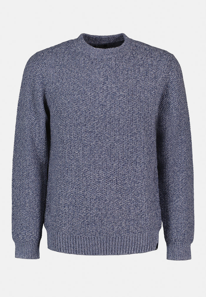 Buffalo Men Sweaters Blue Knit Sweaters Crew Neck Ribbed Cuffs