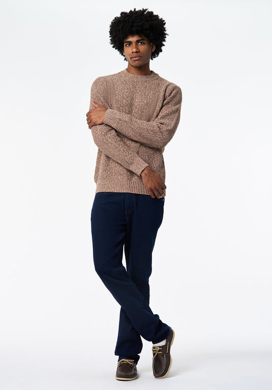 Buffalo Men Sweaters Brown Knit Sweaters Crew Neck Ribbed Cuffs