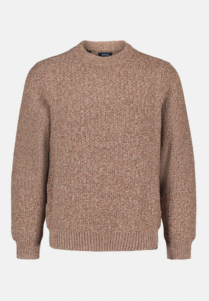 Buffalo Men Sweaters Brown Knit Sweaters Crew Neck Ribbed Cuffs