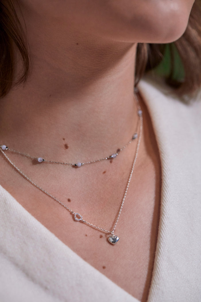 Wellness Blue Lace Agate Gemstone Bead Necklace