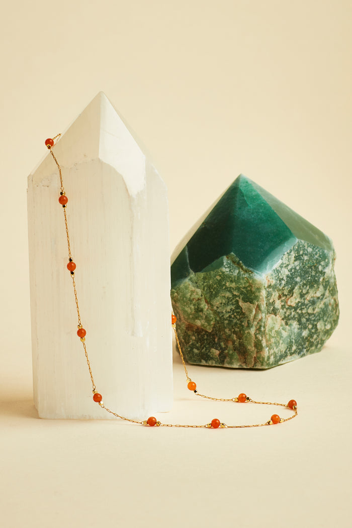 Wellness Carnelian Gemstone Bead Necklace