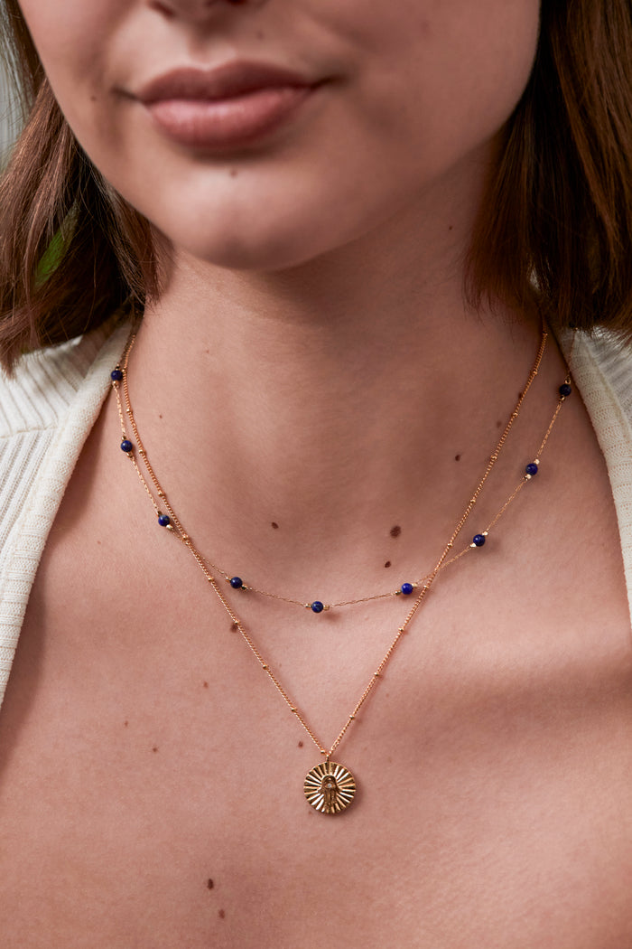 Wellness Lapis Lazuli Gemstone Bead Necklace