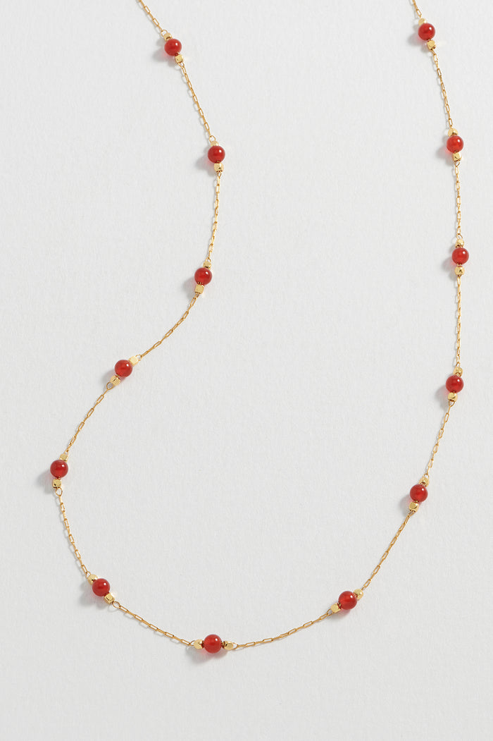 Wellness Red Agate Gemstone Bead Necklace