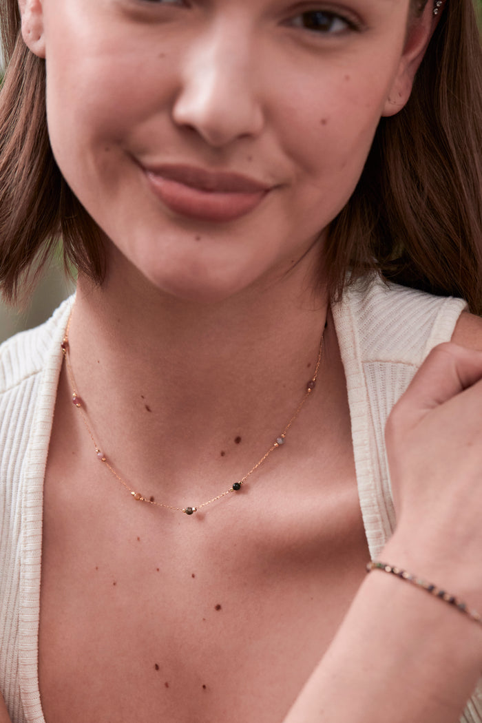 Wellness Tourmaline Gemstone Bead Necklace