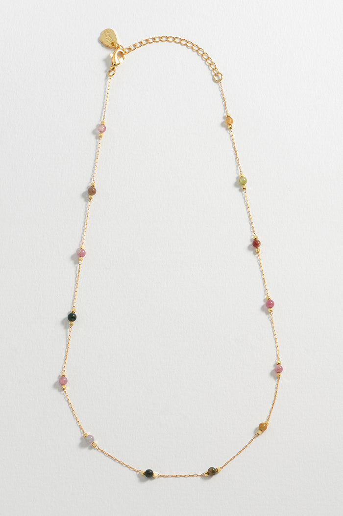 Wellness Tourmaline Gemstone Bead Necklace
