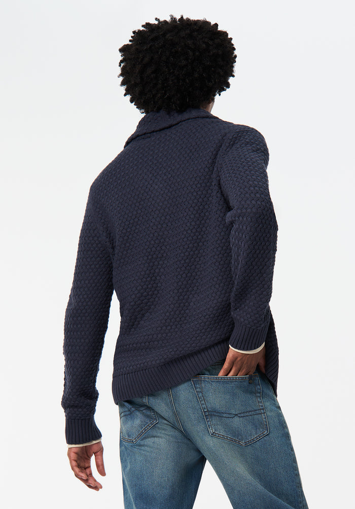 Buffalo Men Sweaters Navy Knit Sweatshirt Textured Knit Relaxed Fit
