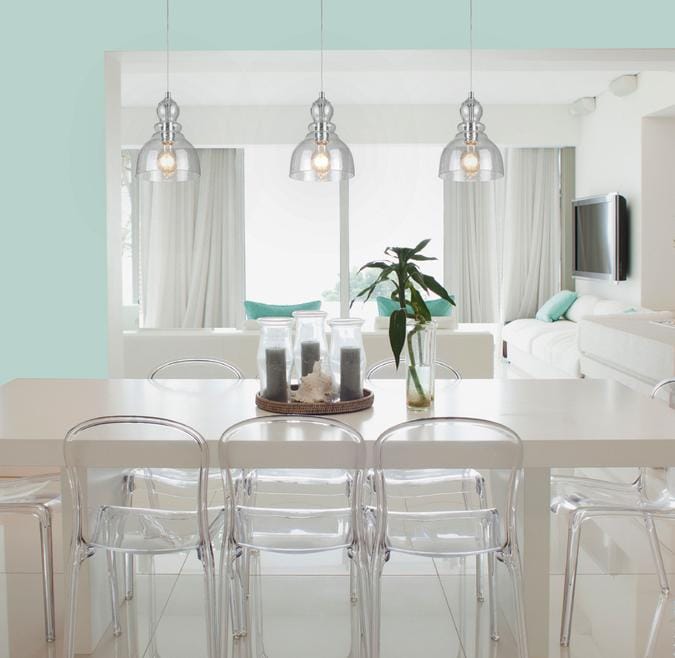 Westinghouse One-Light Indoor Mini Pendant Brushed Nickel Finish with Hand Blown Clear Seeded Glass - 6100700 MES