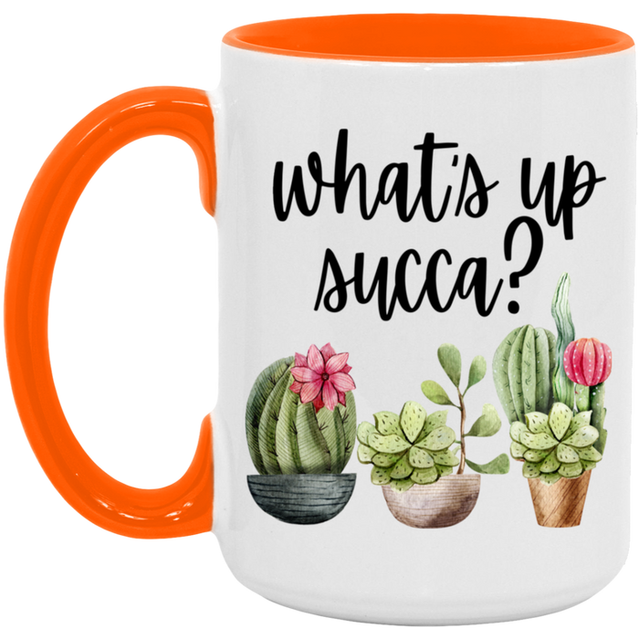 What's Up Succa ceramic coffee mug, product photo 2
