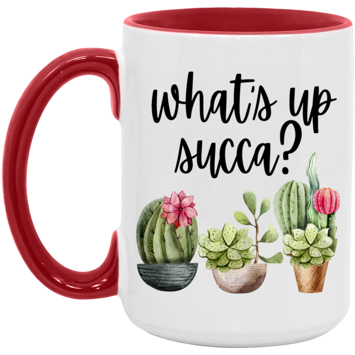 What's Up Succa ceramic coffee mug, product photo 3