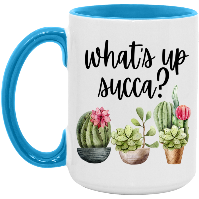 What's Up Succa ceramic coffee mug, product photo 4