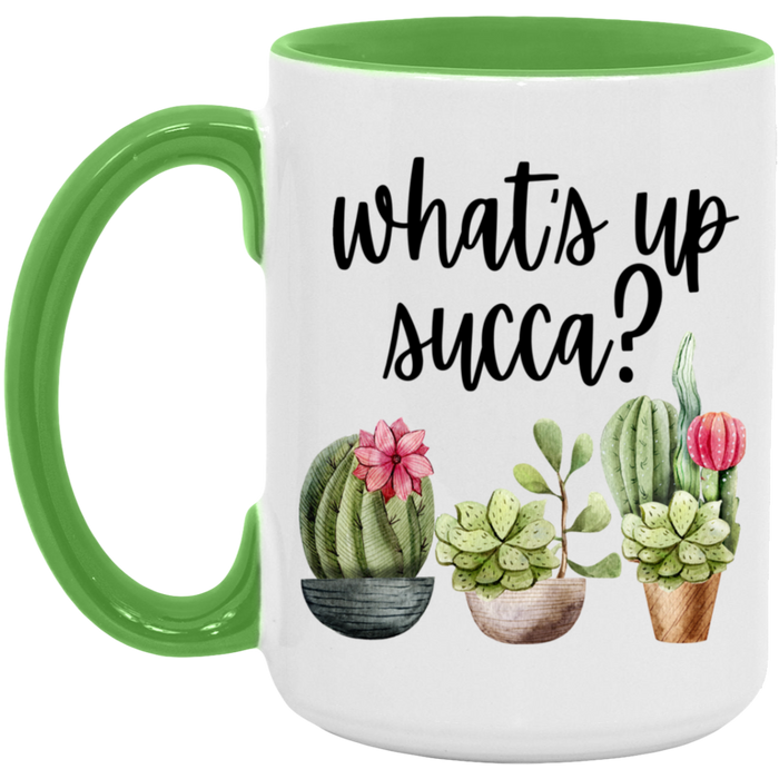 What's Up Succa ceramic coffee mug, product photo 5