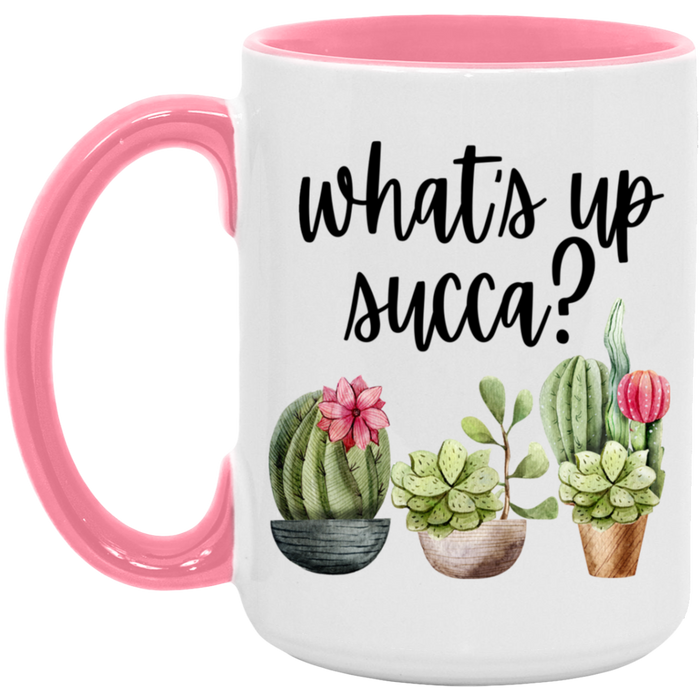 What's Up Succa ceramic coffee mug, product photo 6