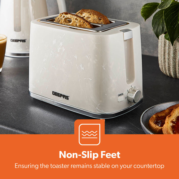 White 2-Slice Bread Toaster With 7-Level Browning Control