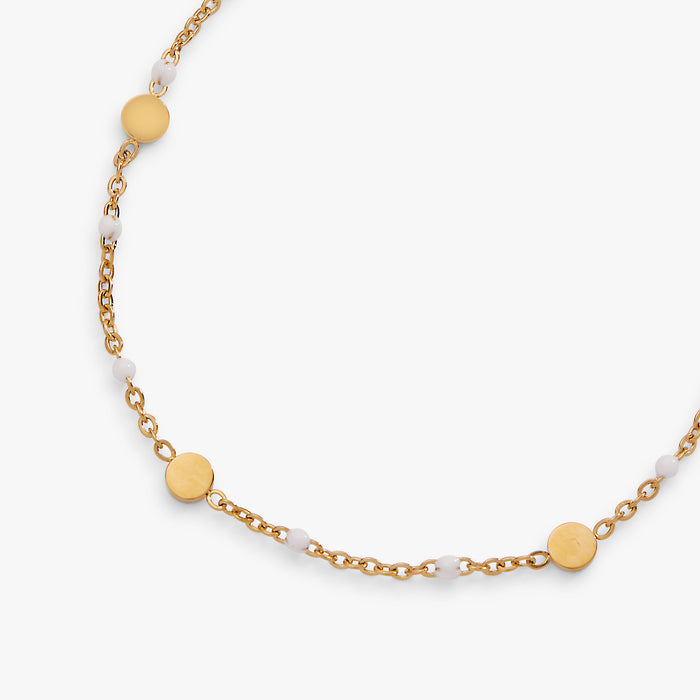 White Enameled Chain Coin Station Anklet
