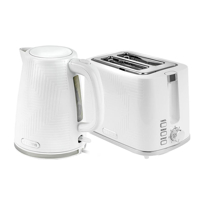 White Opus 1.7L Electric Kettle and 2-Slice Toaster Set