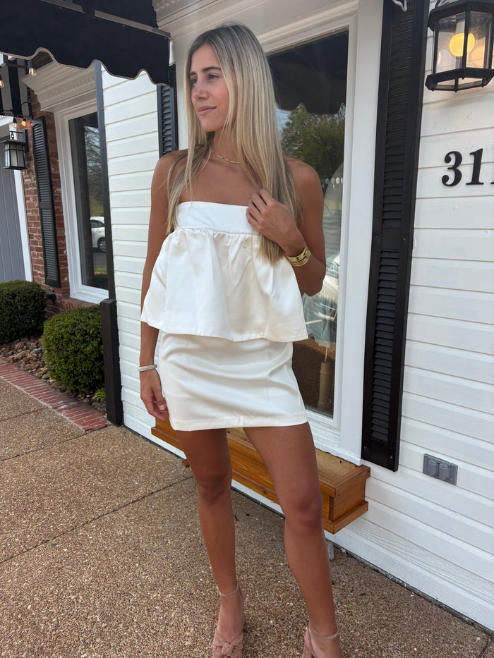 White Satin Mini Dress