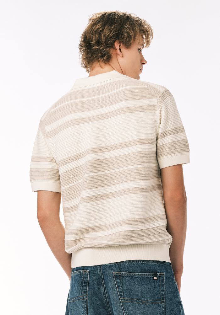 Buffalo Men Sweaters Grey Knit Sweaters Polo Collar Short Sleeve