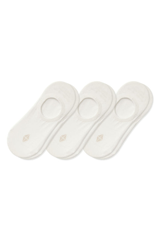 Women's No Show Socks 3-Pack in Cloud laying flat on a white surface.