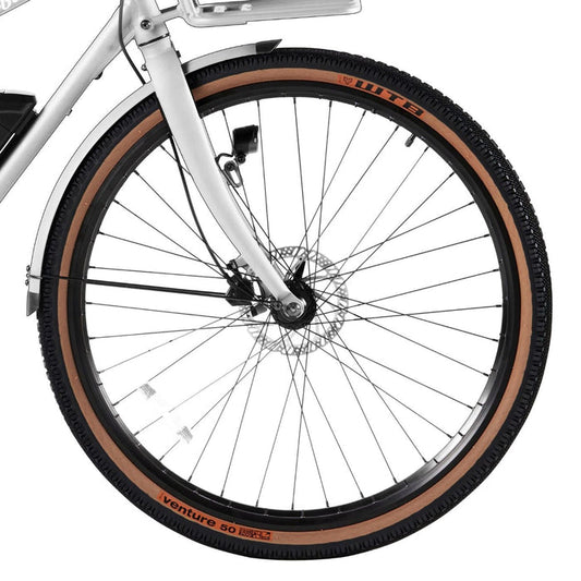 Front wheel and handlebars of Bluejay e-bike