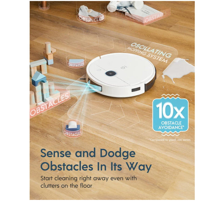 Yeedi vac 2 pro Robot Vacuum and Mop Combo,Powerful 3000Pa Suction with Oscillating Mopping, Advanced 3D Obstacle Avoidance,240min Runtime - Ideal for Carpet, Hard Floor Cleaning and Pets Family