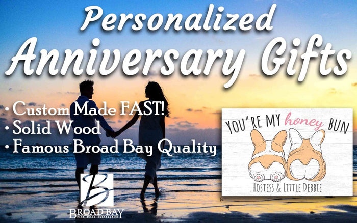 Cute Sign for Wife or Girlfriend Customized Solid Wood Decor “You’re My Honey Bun” - 16.5” x 10.5” - Broad Bay Personalized Gifts Shipped Fast