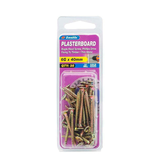 Zenith Plasterboard Screw Bugle 6G x 40mm (35pk)