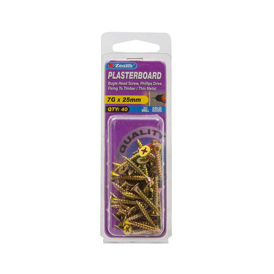 Zenith Plasterboard Screw Bugle 7G x 25mm (40pk)